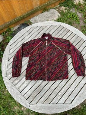 Vintage abstract windbreaker by teddi size petite medium whimsy spring fall